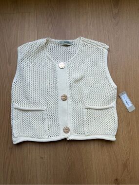 Lizard Thicket Ecru Crochet Knit Vest